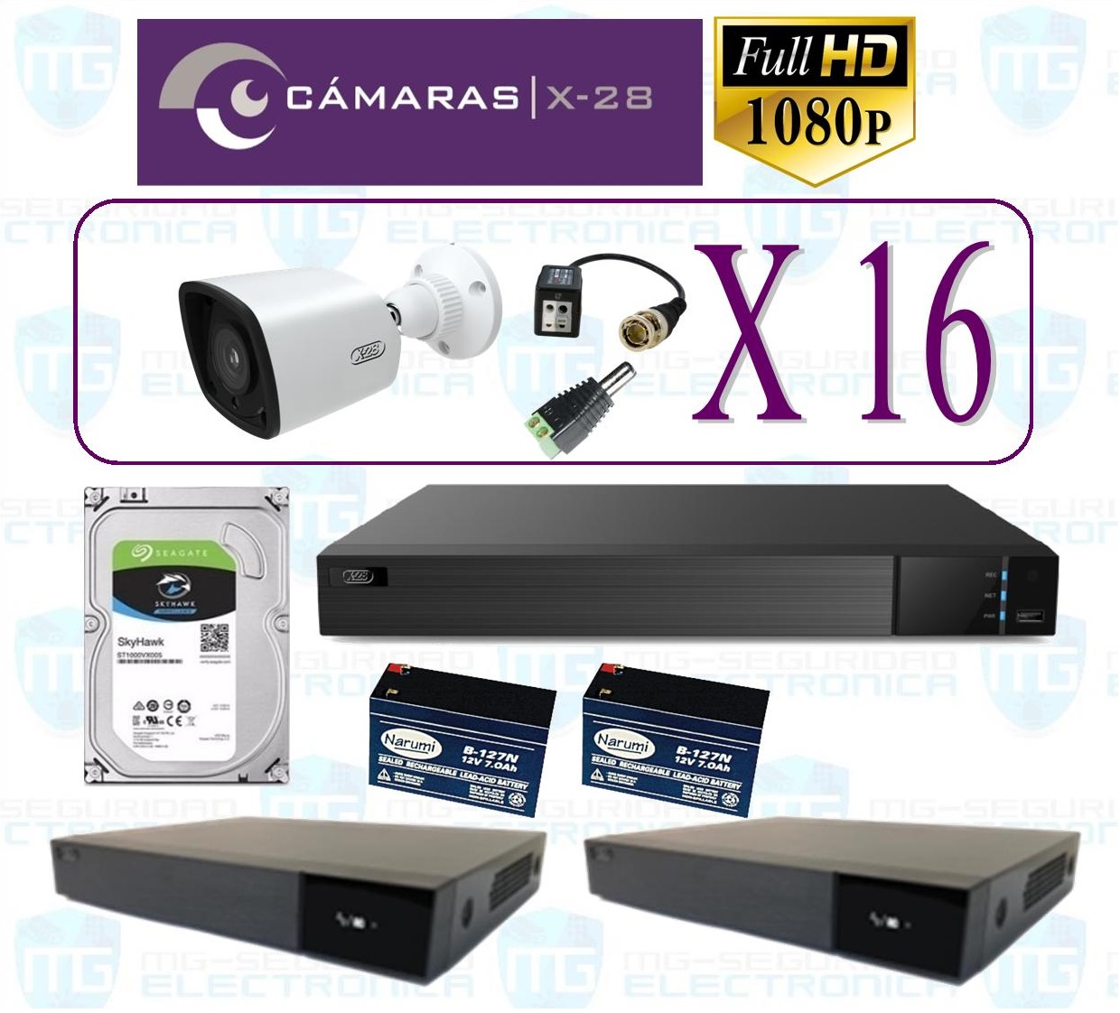 Kit 16 cámaras X-28 con Batería de reserva